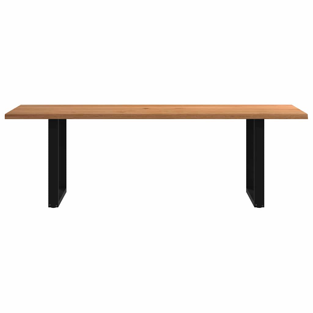 Eettafel met natuurlijke rand 240x100x74 cm massief eikenhout