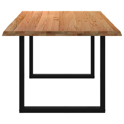Eettafel met natuurlijke rand 240x100x74 cm massief eikenhout
