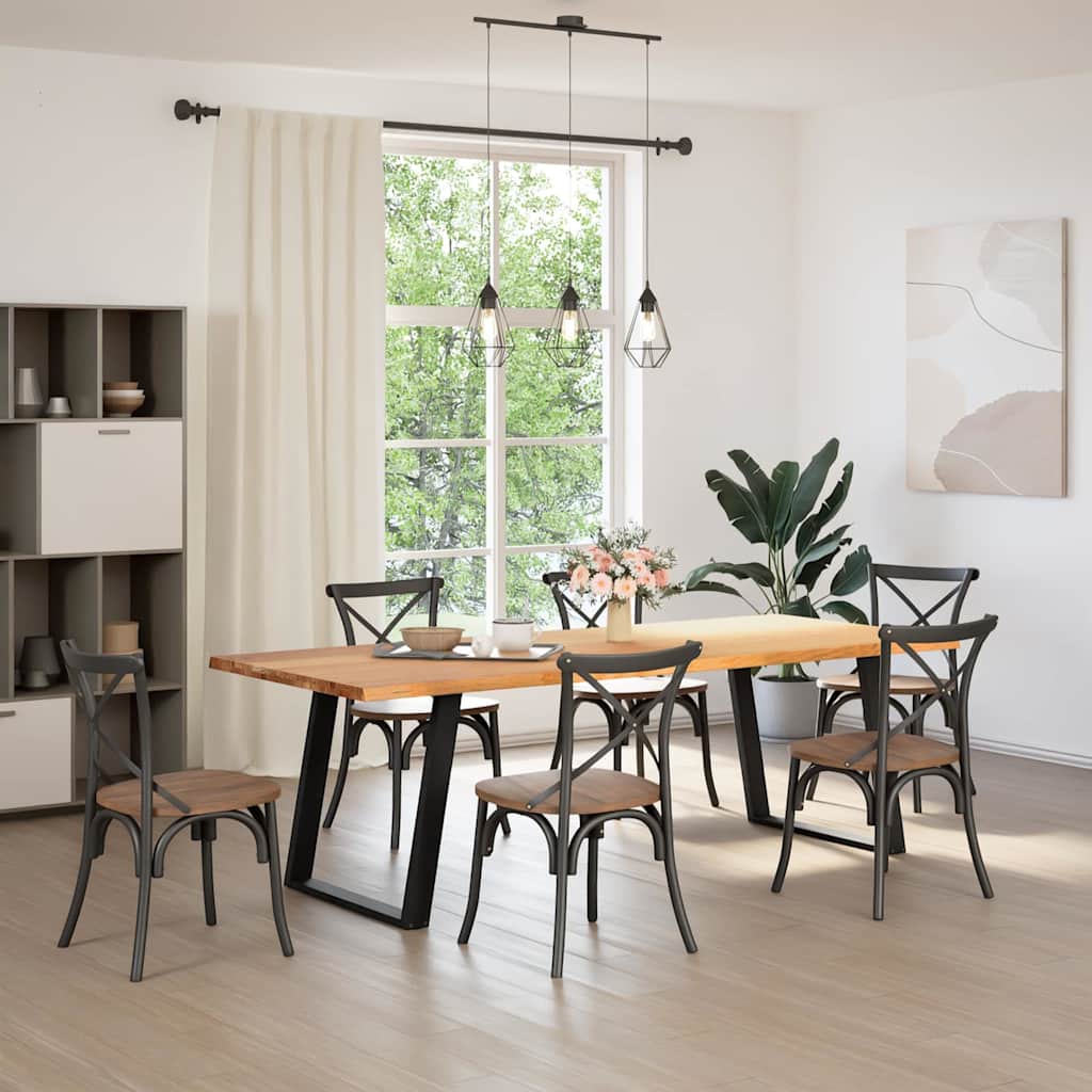 Eettafel met natuurlijke rand 240x100x74 cm massief eikenhout