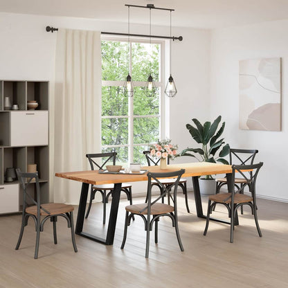 Eettafel met natuurlijke rand 240x100x74 cm massief eikenhout
