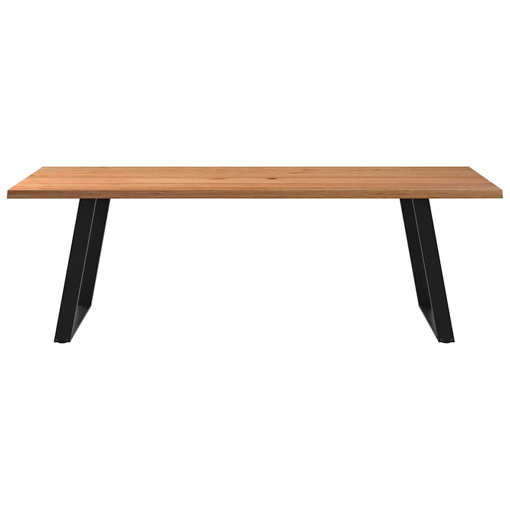 Eettafel met natuurlijke rand 240x100x74 cm massief eikenhout