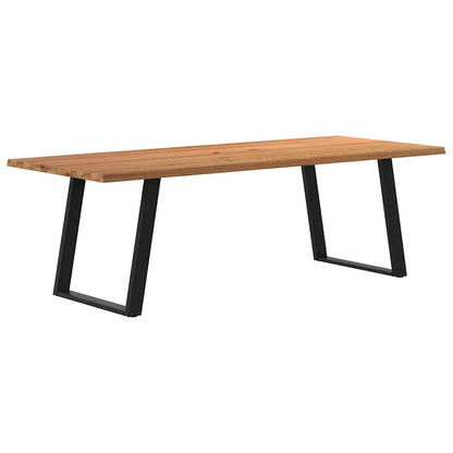 Eettafel met natuurlijke rand 240x100x74 cm massief eikenhout