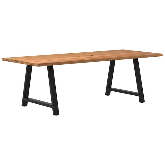 Eettafel met natuurlijke rand 240x100x74 cm massief eikenhout