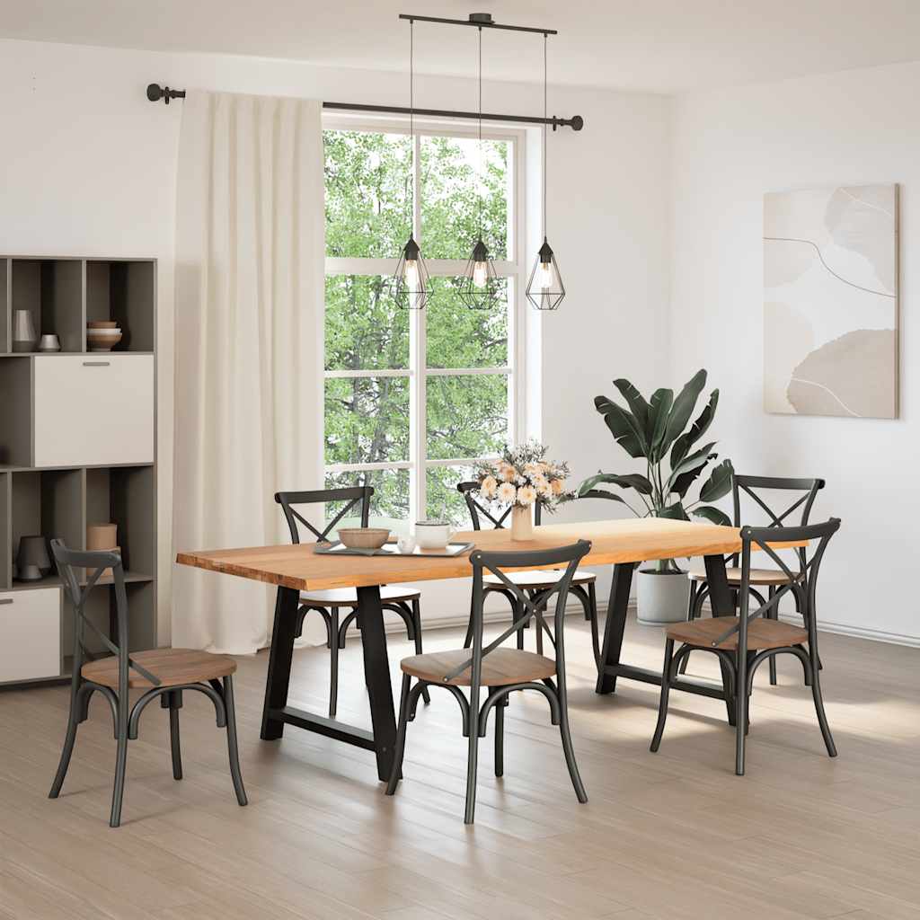Eettafel met natuurlijke rand 240x100x74 cm massief eikenhout
