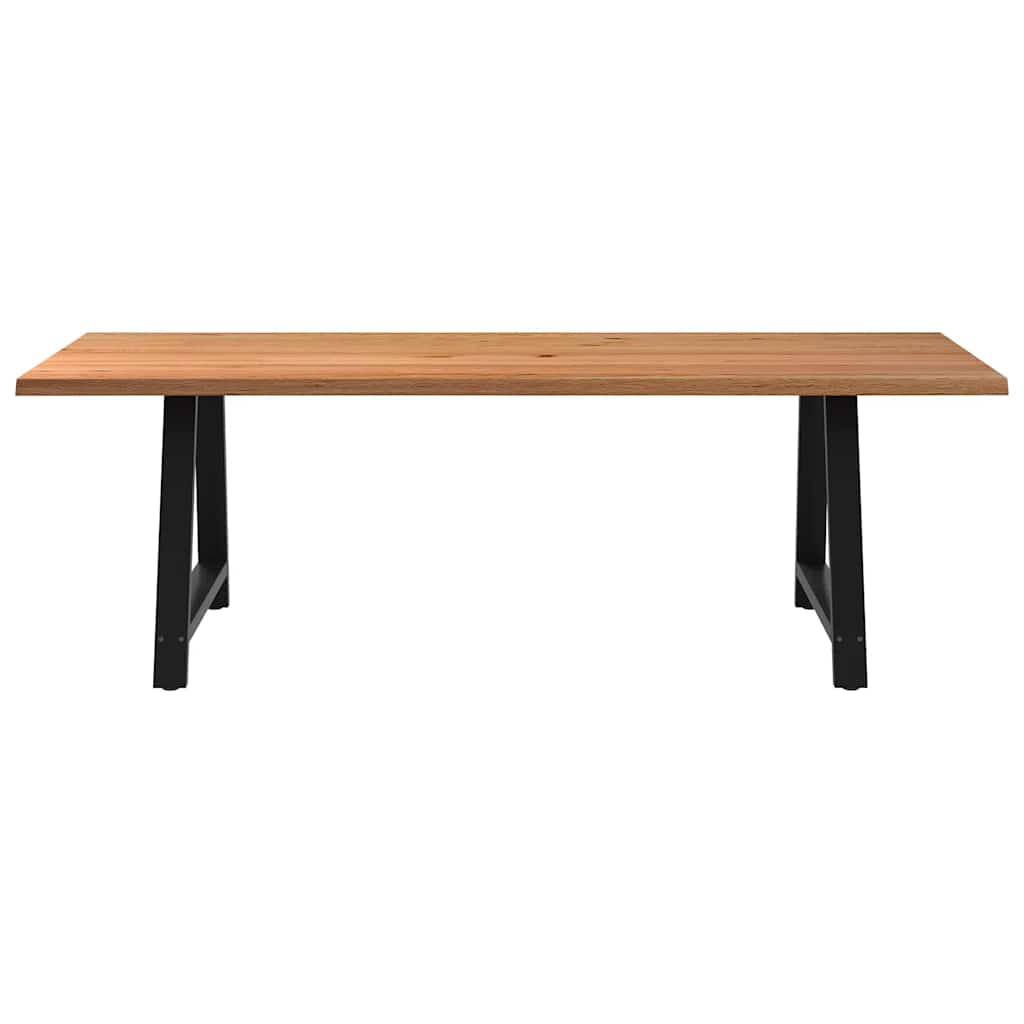 Eettafel met natuurlijke rand 240x100x74 cm massief eikenhout