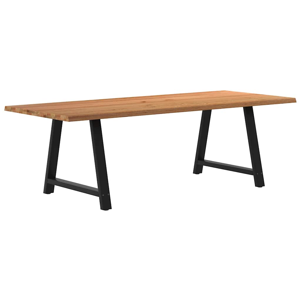 Eettafel met natuurlijke rand 240x100x74 cm massief eikenhout