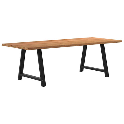 Eettafel met natuurlijke rand 240x100x74 cm massief eikenhout