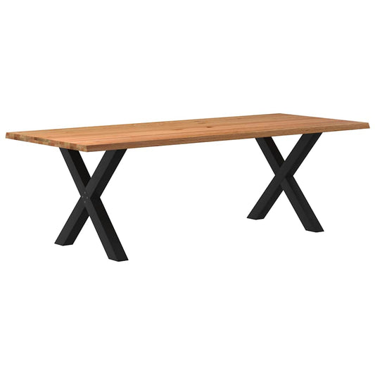 Eettafel met natuurlijke rand 240x100x74 cm massief eikenhout