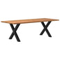 Eettafel met natuurlijke rand 240x100x74 cm massief eikenhout