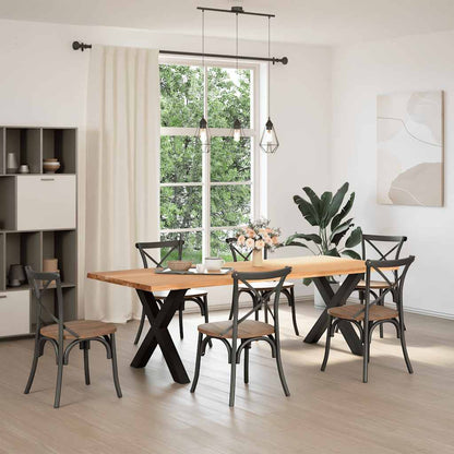 Eettafel met natuurlijke rand 240x100x74 cm massief eikenhout