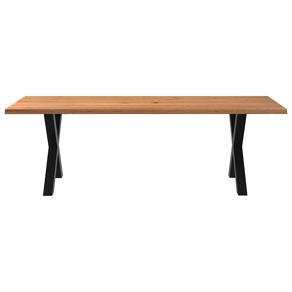 Eettafel met natuurlijke rand 240x100x74 cm massief eikenhout