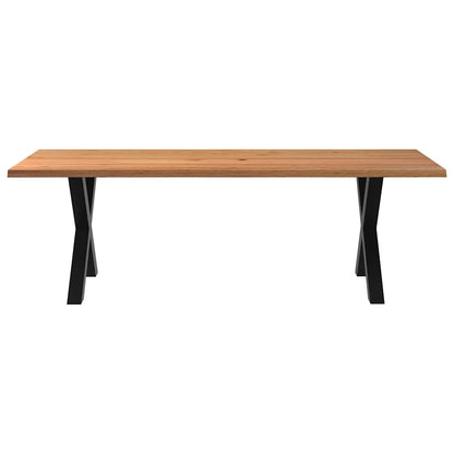 Eettafel met natuurlijke rand 240x100x74 cm massief eikenhout