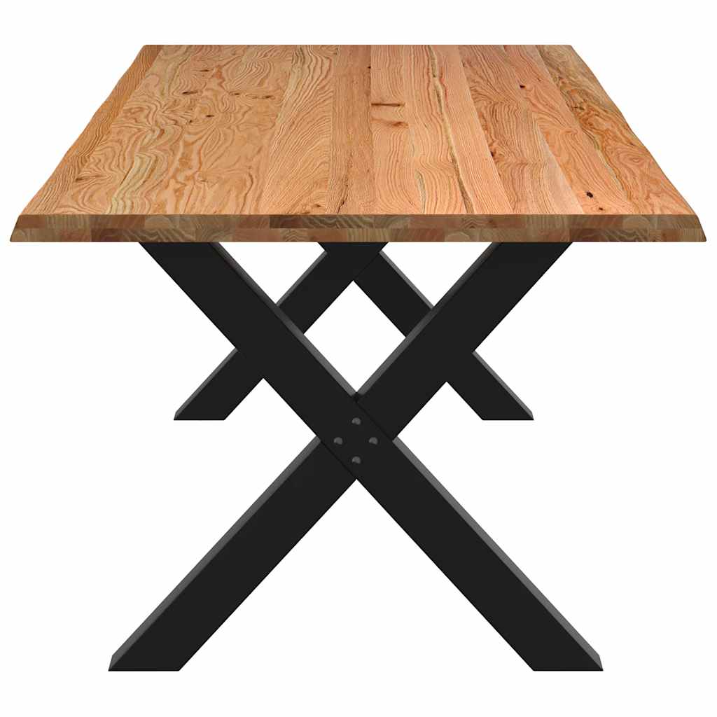 Eettafel met natuurlijke rand 240x100x74 cm massief eikenhout