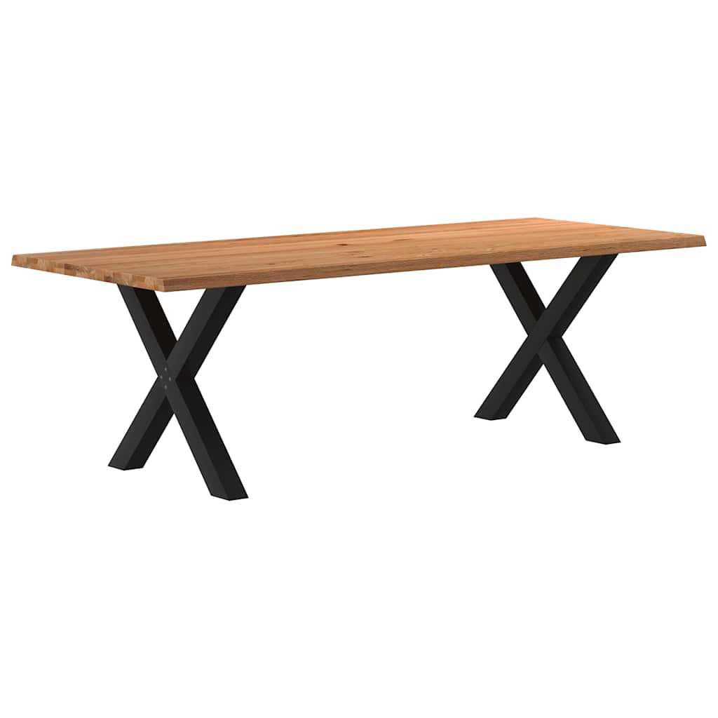 Eettafel met natuurlijke rand 240x100x74 cm massief eikenhout