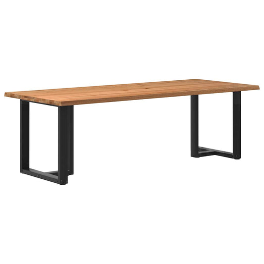 Eettafel met natuurlijke rand 240x100x74 cm massief eikenhout