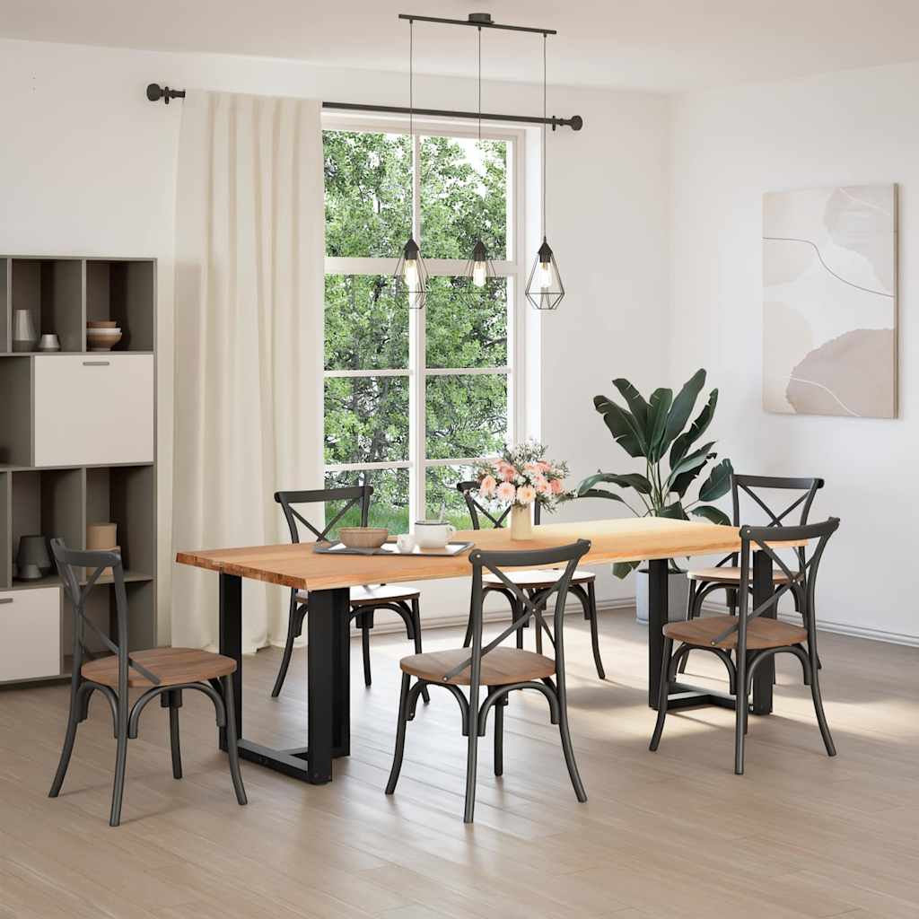 Eettafel met natuurlijke rand 240x100x74 cm massief eikenhout