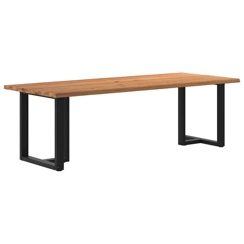 Eettafel met natuurlijke rand 240x100x74 cm massief eikenhout