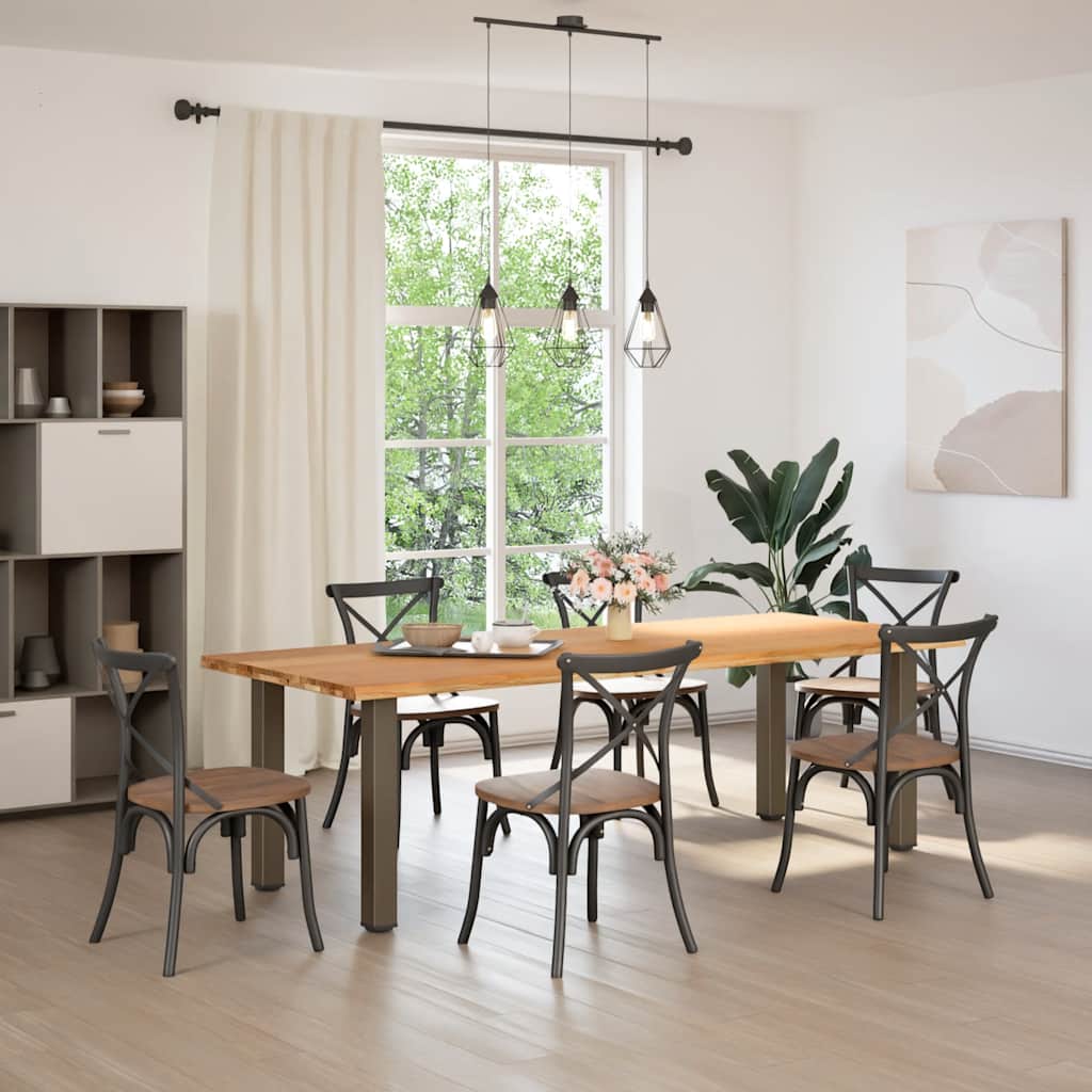 Eettafel rechthoekig 240x100x74 cm massief eikenhout lichtbruin