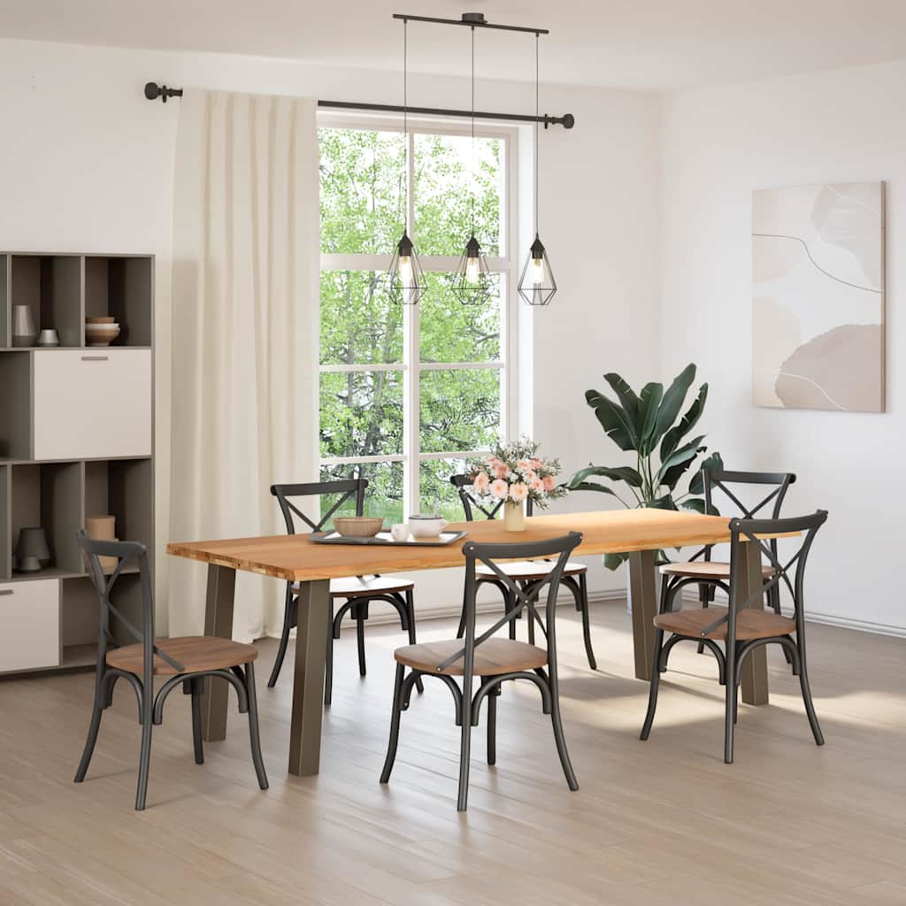 Eettafel rechthoekig 240x100x74 cm massief eikenhout lichtbruin
