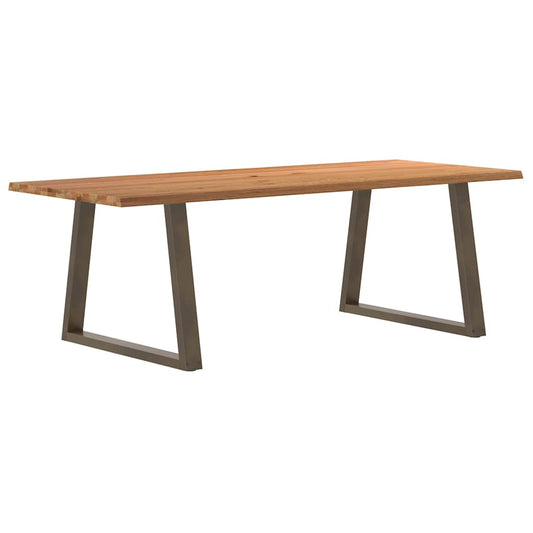 Eettafel met natuurlijke rand 240x100x74 cm massief eikenhout