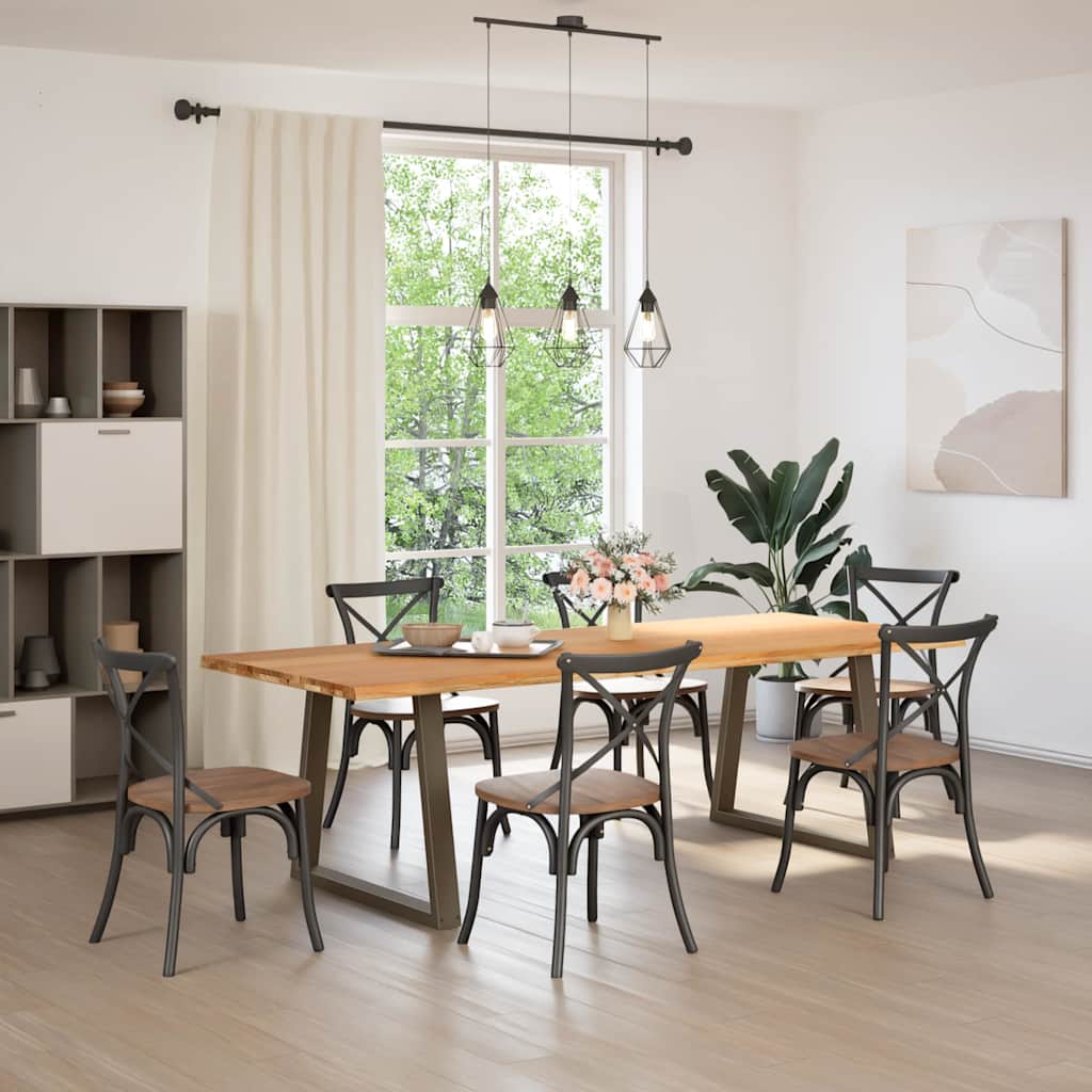 Eettafel met natuurlijke rand 240x100x74 cm massief eikenhout