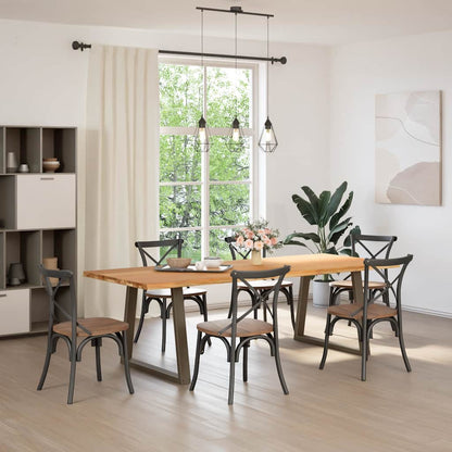 Eettafel met natuurlijke rand 240x100x74 cm massief eikenhout