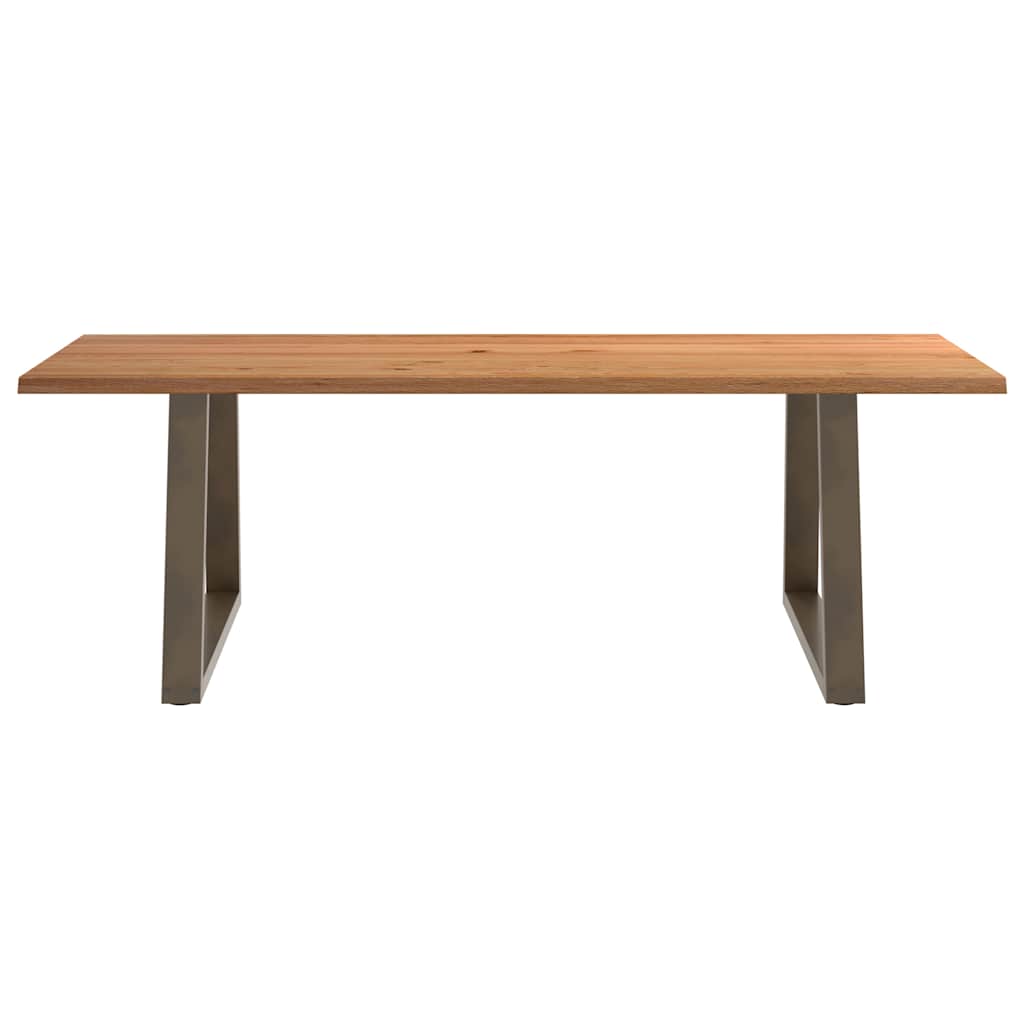 Eettafel met natuurlijke rand 240x100x74 cm massief eikenhout