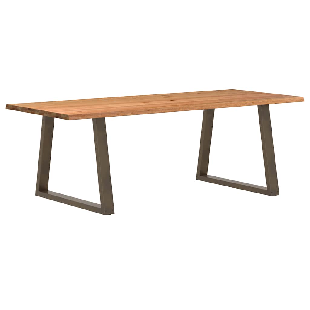 Eettafel met natuurlijke rand 240x100x74 cm massief eikenhout