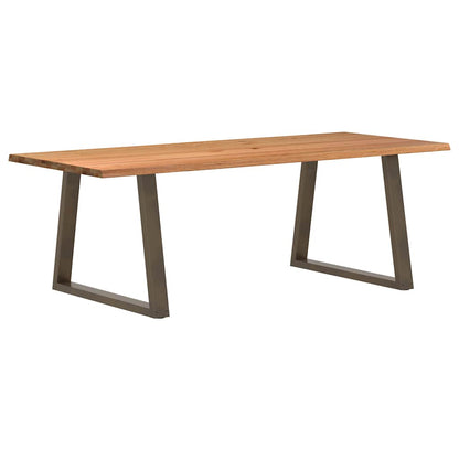 Eettafel met natuurlijke rand 240x100x74 cm massief eikenhout