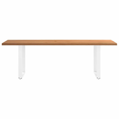 Eettafel met natuurlijke rand 240x100x74 cm massief eikenhout