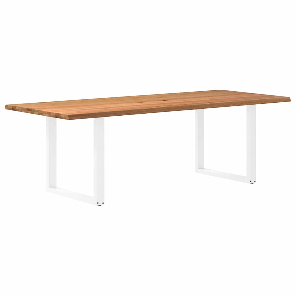 Eettafel met natuurlijke rand 240x100x74 cm massief eikenhout