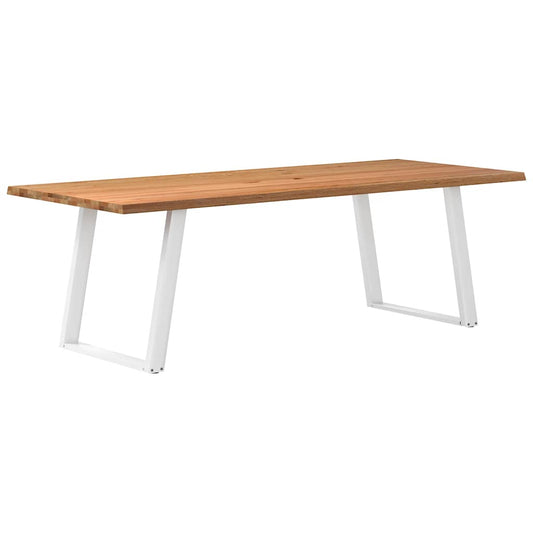 Eettafel met natuurlijke rand 240x100x74 cm massief eikenhout