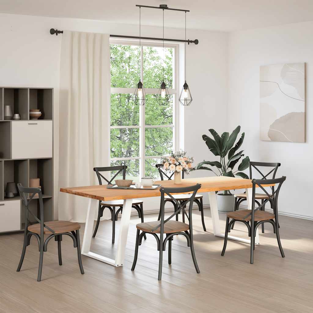 Eettafel met natuurlijke rand 240x100x74 cm massief eikenhout
