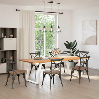 Eettafel met natuurlijke rand 240x100x74 cm massief eikenhout
