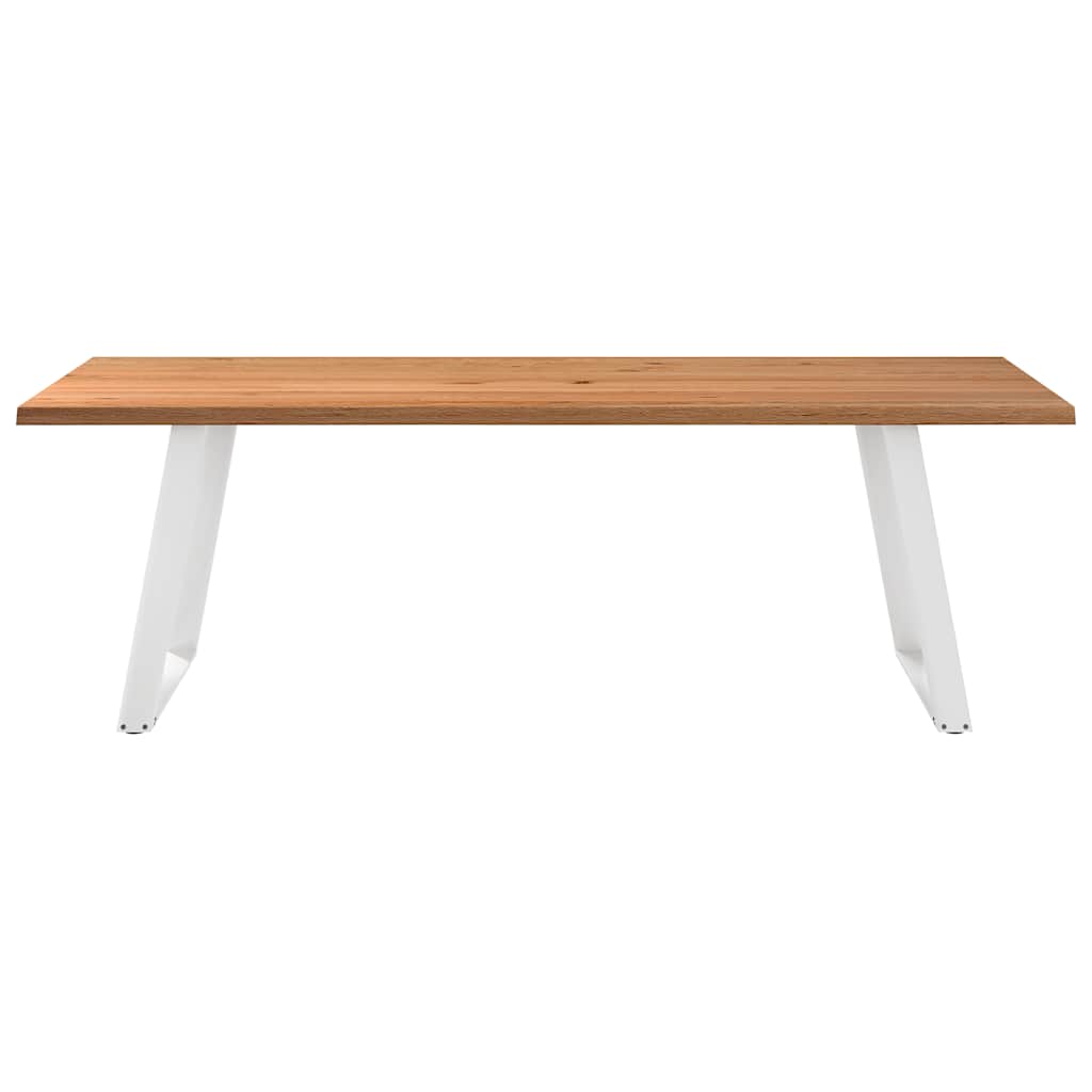 Eettafel met natuurlijke rand 240x100x74 cm massief eikenhout