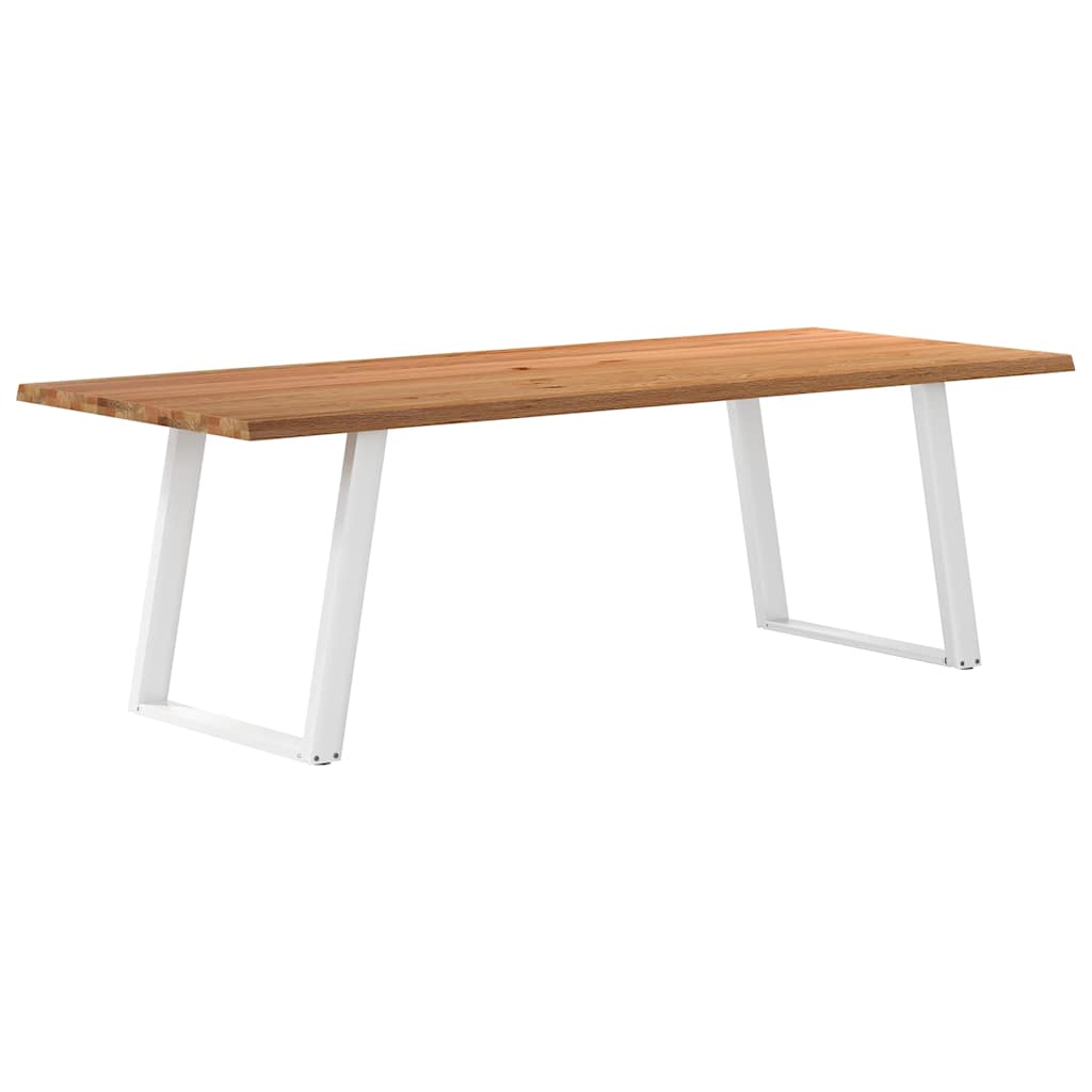 Eettafel met natuurlijke rand 240x100x74 cm massief eikenhout