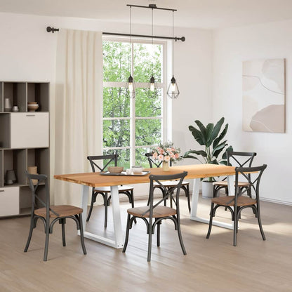 Eettafel met natuurlijke rand 240x100x74 cm massief eikenhout