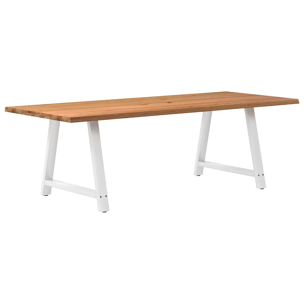 Eettafel met natuurlijke rand 240x100x74 cm massief eikenhout
