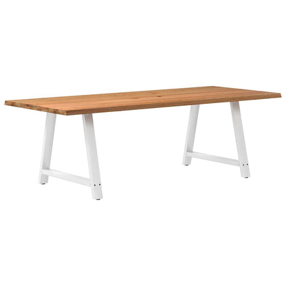 Eettafel met natuurlijke rand 240x100x74 cm massief eikenhout