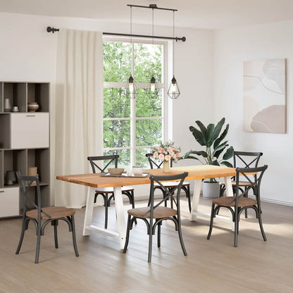 Eettafel met natuurlijke rand 240x100x74 cm massief eikenhout