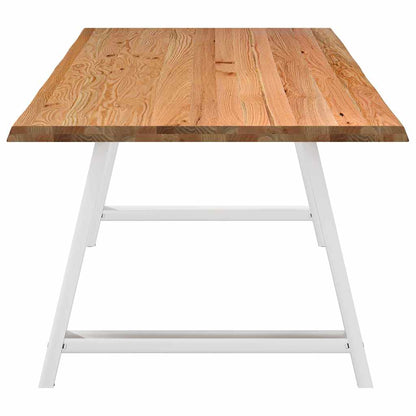 Eettafel met natuurlijke rand 240x100x74 cm massief eikenhout