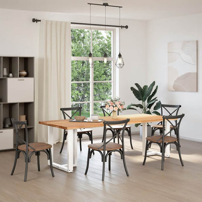 Eettafel met natuurlijke rand 240x100x74 cm massief eikenhout