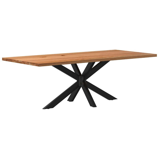 Eettafel rechthoekig 220x100x74 cm massief eikenhout lichtbruin