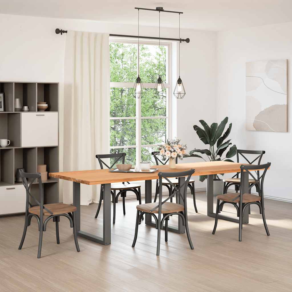 Eettafel rechthoekig 280x100x74 cm massief eikenhout lichtbruin