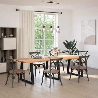 Eettafel rechthoekig 280x100x74 cm massief eikenhout lichtbruin