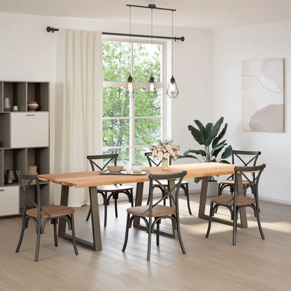 Eettafel rechthoekig 280x100x74 cm massief eikenhout lichtbruin