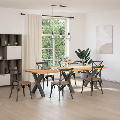 Eettafel rechthoekig 280x100x74 cm massief eikenhout lichtbruin