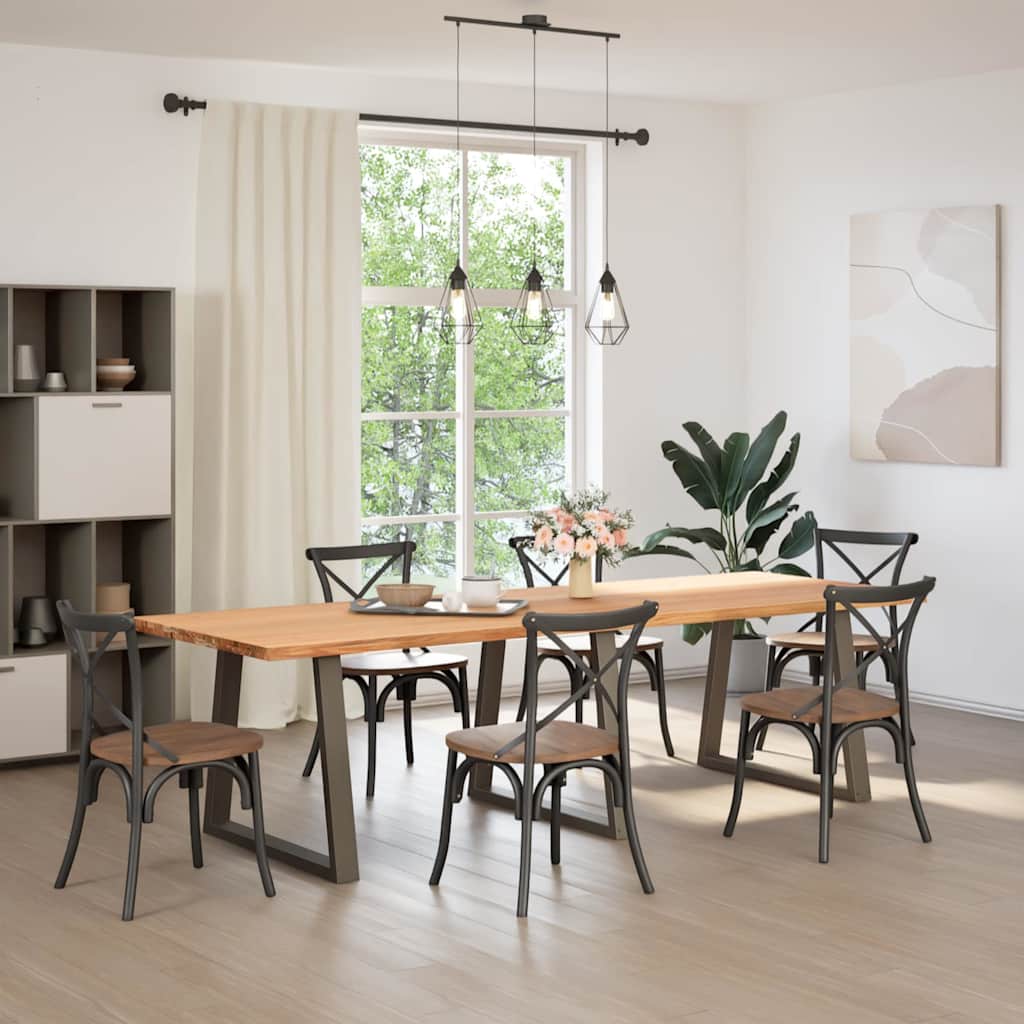 Eettafel met natuurlijke rand 280x100x74 cm massief eikenhout