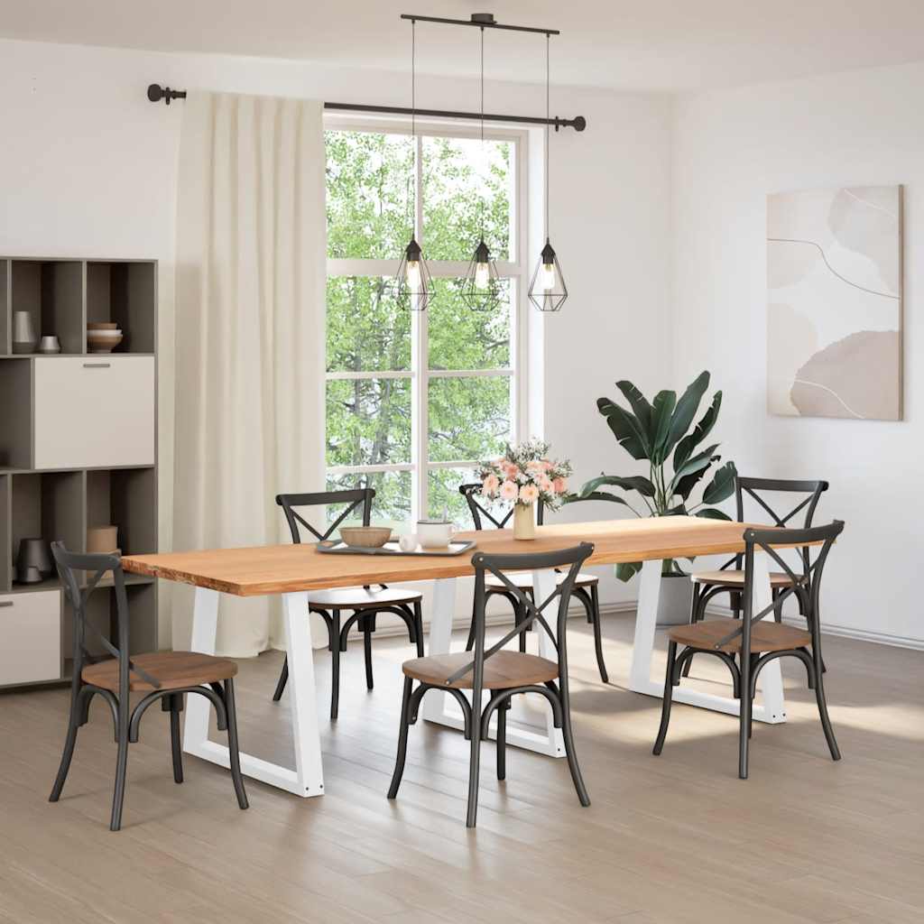 Eettafel met natuurlijke rand 280x100x74 cm massief eikenhout