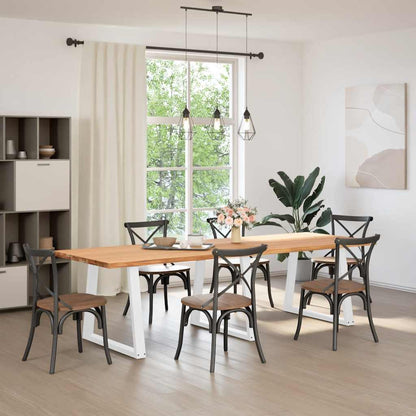 Eettafel met natuurlijke rand 280x100x74 cm massief eikenhout